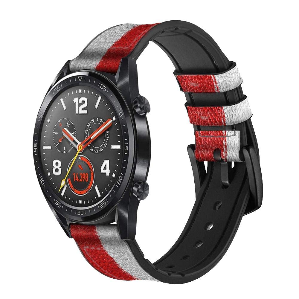 Vintage England Flag Football Graphic Leather & Silicone Smart Watch Band (22mm) - Compatible with Smartwatches, Perfect for Sports, Workouts, and Casual Wear