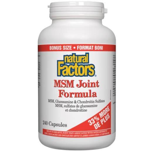 Natural Factors MSM Joint Formula Supplement - 240 Capsules | Supports Joint Health & Mobility | Ideal for Athletes & Active Lifestyles