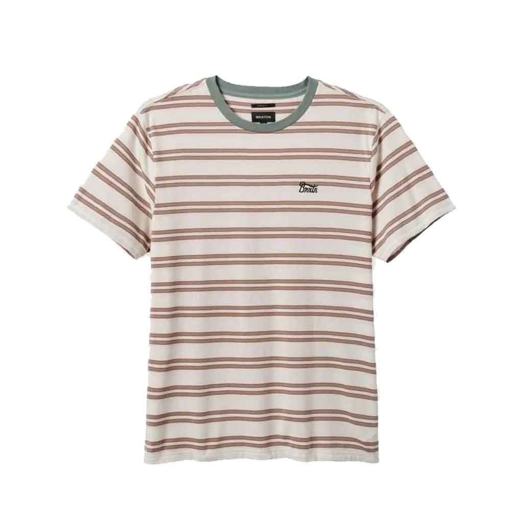 Brixton Hilt Stith Short Sleeve Knit Shirt - Whitecap/Chinois Green - Casual Summer Wear for Men
