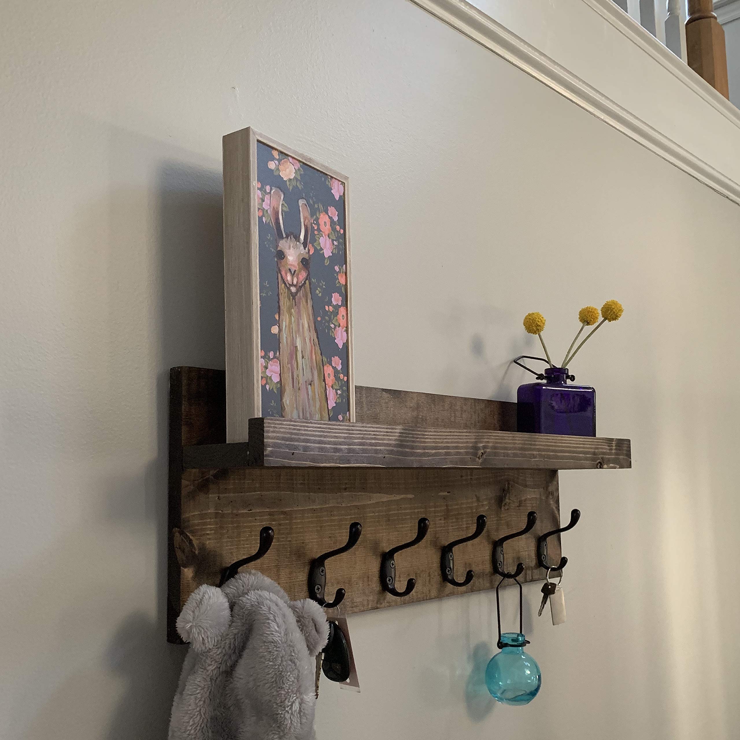 Wall Mounted Coat Rack with Shelf - Adjustable Length Entryway Organizer & Towel Hanger for Hallway, Bedroom or Bathroom Storage