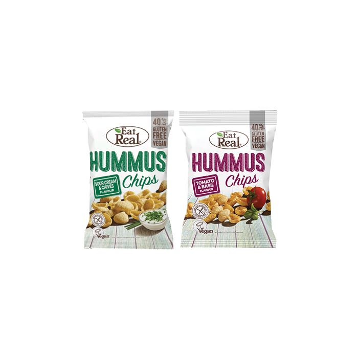 Eat Real Hummus Snacks 25g x 24 Pack - Healthy Chickpea Dip for Parties, School Lunches & On-the-Go Snacking