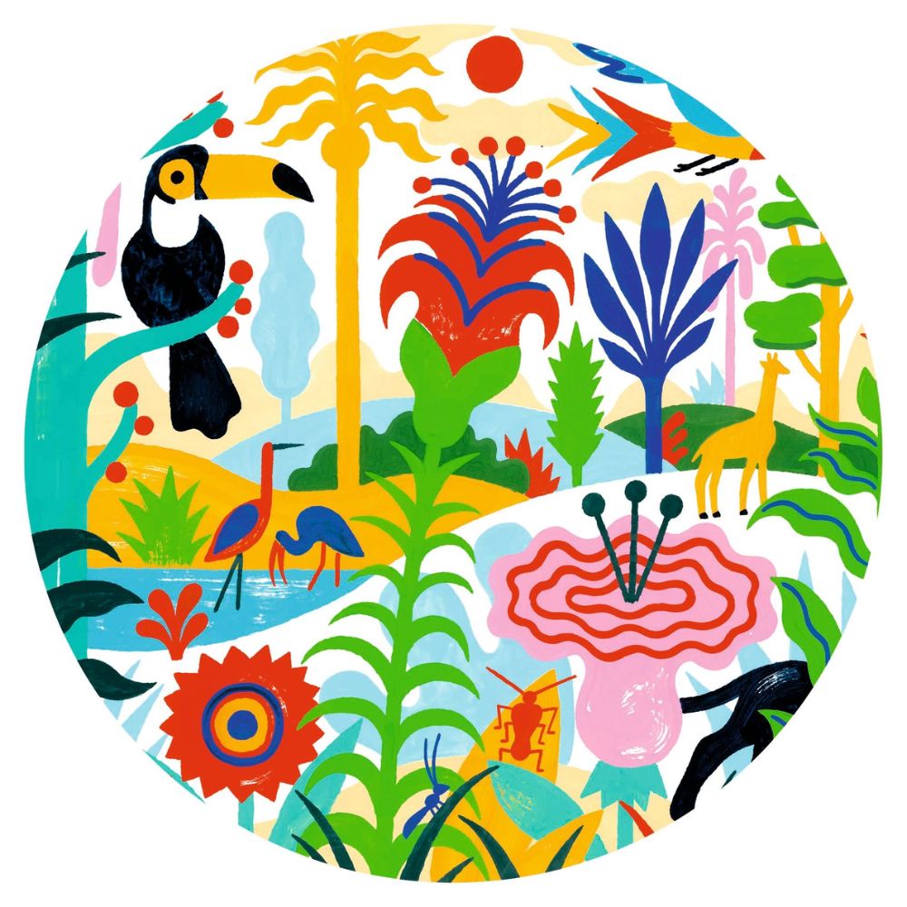 Djeco Gallery Jungle 100-Piece Puzzle for Kids - Educational & Fun Animal Puzzle for Family Game Night & Classroom Activities