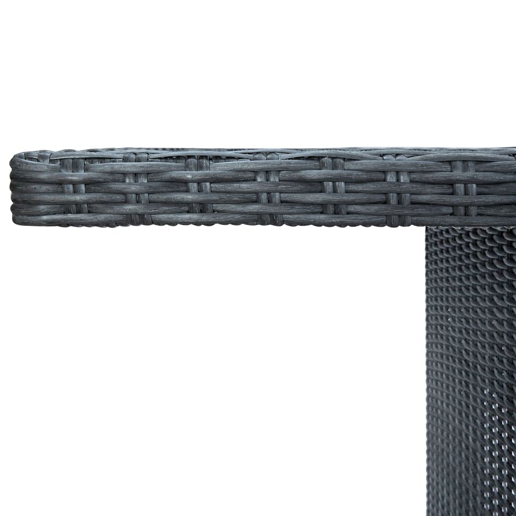 Outdoor Patio Dining Table - Dark Gray Poly Rattan with Tempered Glass Top for Garden, Deck, Backyard, Terrace | Perfect for Al Fresco Dining & Outdoor Entertaining