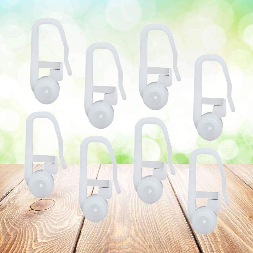 BESPORTBLE 100PC White Sliding Curtain Hooks - Durable Roller Hooks for Bedroom Drapes, Shower Curtains, and Window Treatments - Easy Glide Rail Accessories for Smooth Curtain Movement (Perfect for Home, Hotel, and Apartment Decor)