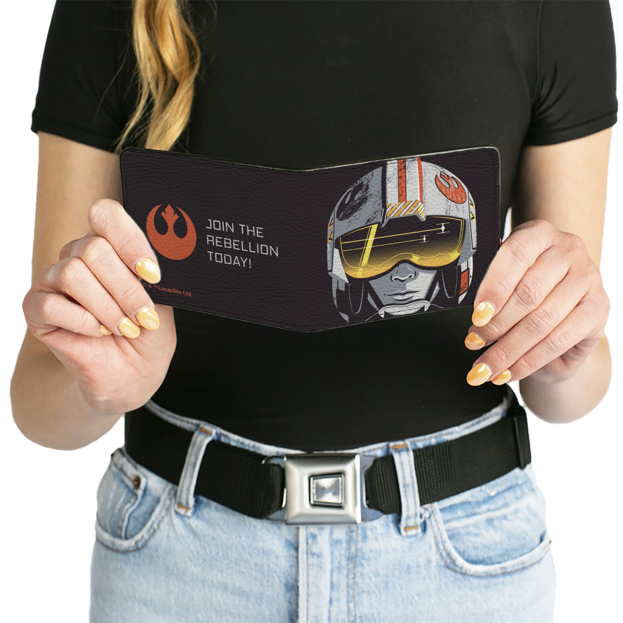Star Wars Rebel Pilot Bifold PU Leather Wallet - Join The Rebellion - Black - Perfect for Cosplay, Collectors & Everyday Use