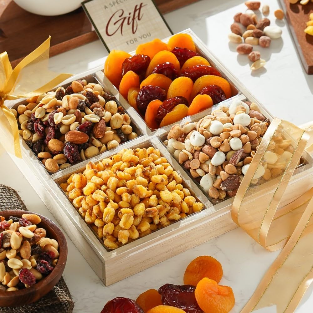 Broadway Basketeers Premium Dried Fruit & Nut Gift Basket - Healthy Snack Box for Holidays, Birthdays, Sympathy, Get Well & Corporate Gifting | Perfect for Office, Home & Special Occasions