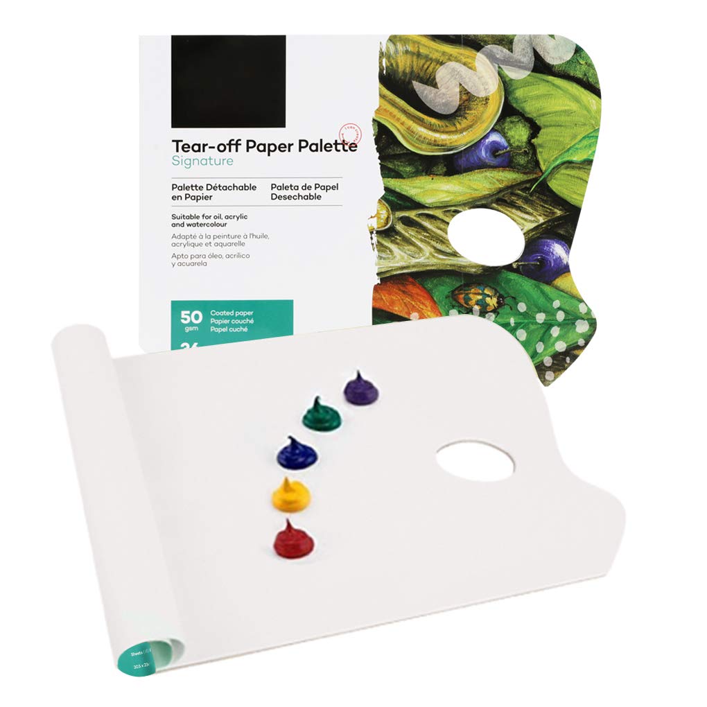 Disposable Tear-Off Paper Palette Pad 12x9 Inch - 36 Sheets Heavy Duty Coated Artist Palette Paper with Thumb Hole for Gouache, Watercolor & Oil Painting - Perfect for Studio, Classroom & Outdoor Art Projects