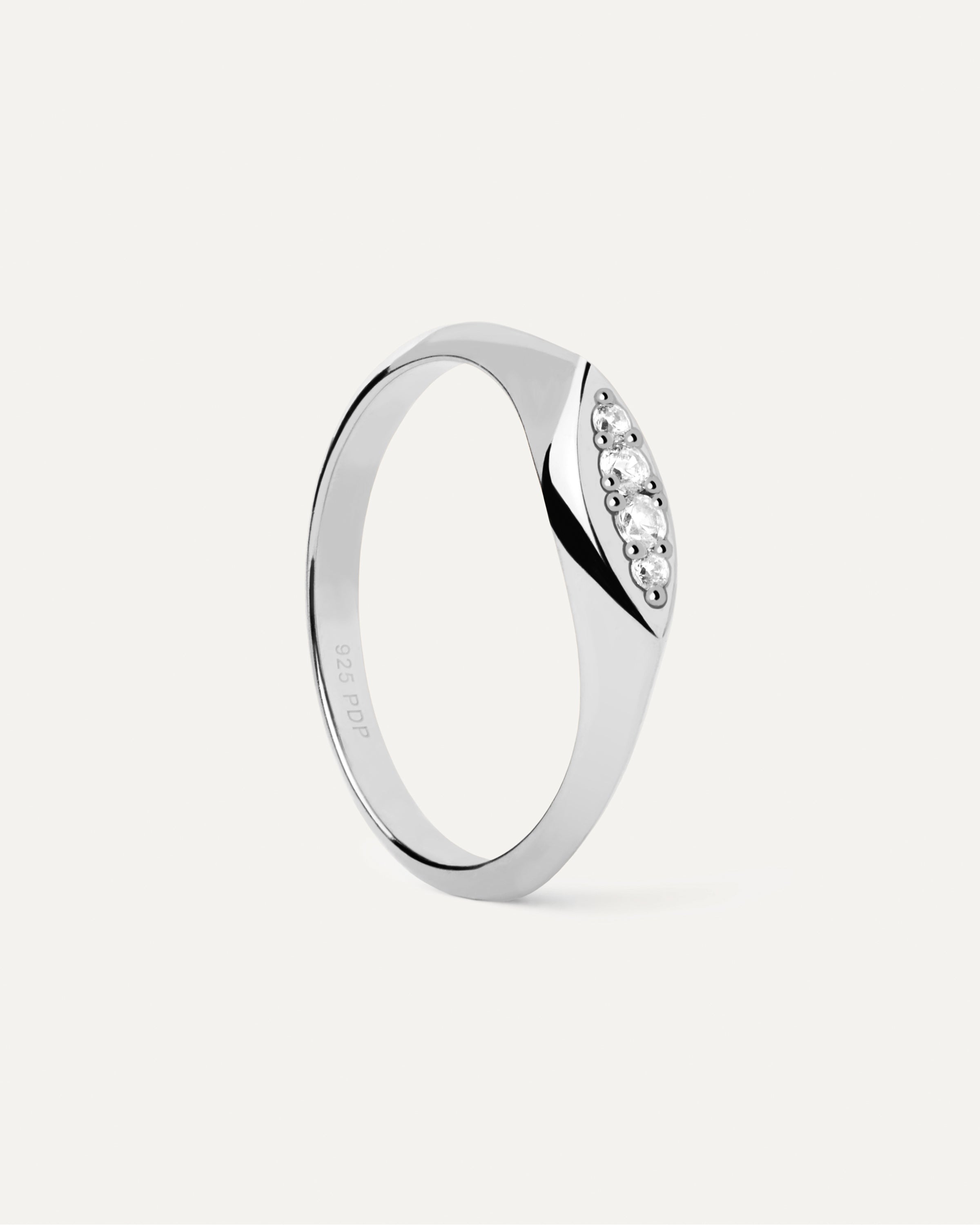 Gala Stamp Silver Ring for Women - Elegant Sterling Silver Band with Unique Stamp Design - Perfect for Everyday Wear, Gifts & Special Occasions