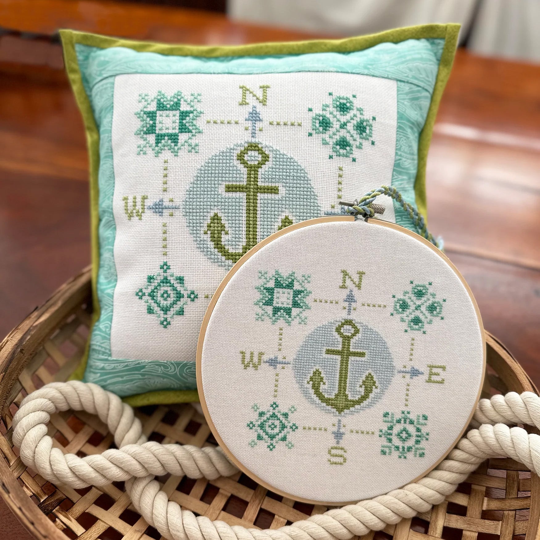Anchored Life Cross Stitch Pattern Kit - Nautical Themed Embroidery Design for DIY Home Decor, Wall Art & Gifts | Perfect for Beginners & Advanced Stitchers