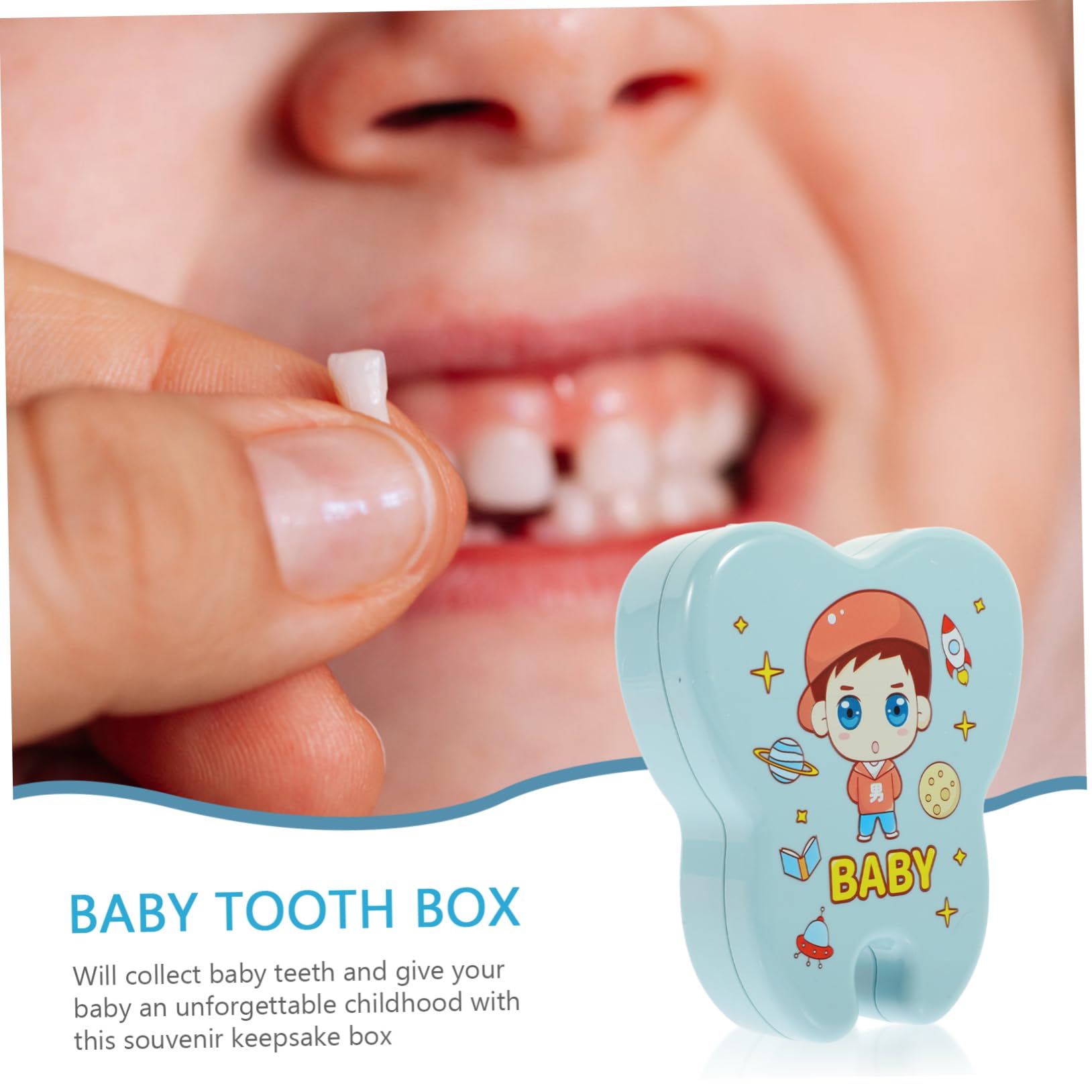 VICASKY 4-Piece Plastic Tooth Storage Box - Lost Teeth Holder for Kids, Baby Tooth Fairy Keepsake Organizer - Perfect for Baby Showers, First Tooth Milestones & Travel Diaper Bags (Blue)