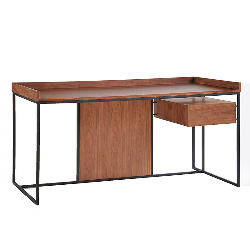 Leo Retro Desk 160cm Walnut - Vintage Style Writing Desk for Home Office, Study & Workspace - Solid Wood Computer Desk with Spacious Work Surface
