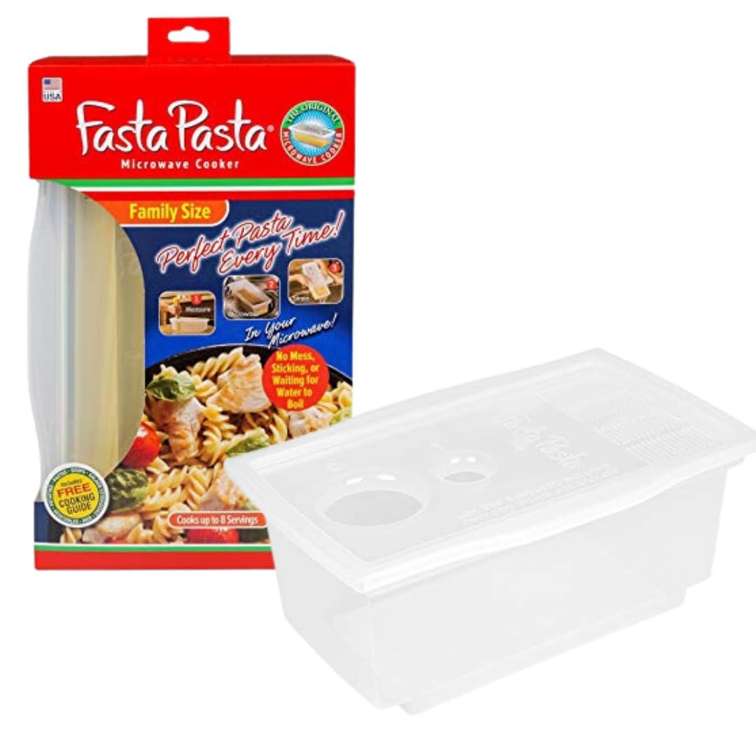 Original Fasta Pasta Microwave Spaghetti Cooker - Family Size (8 Servings) - Quick, No Mess Pasta Maker - Perfect Al Dente Results Every Time - Ideal for Busy Families, Dorm Rooms & Quick Meals