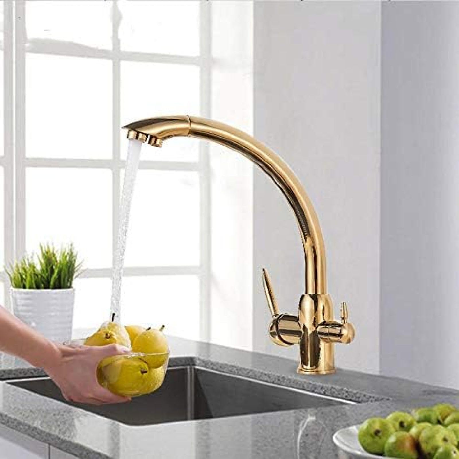 CRJUS Purified Water Kitchen Faucet - Brass Water Filter Tap with Mixer for Drinking & Cooking | Perfect for Home Kitchen Sink Installation