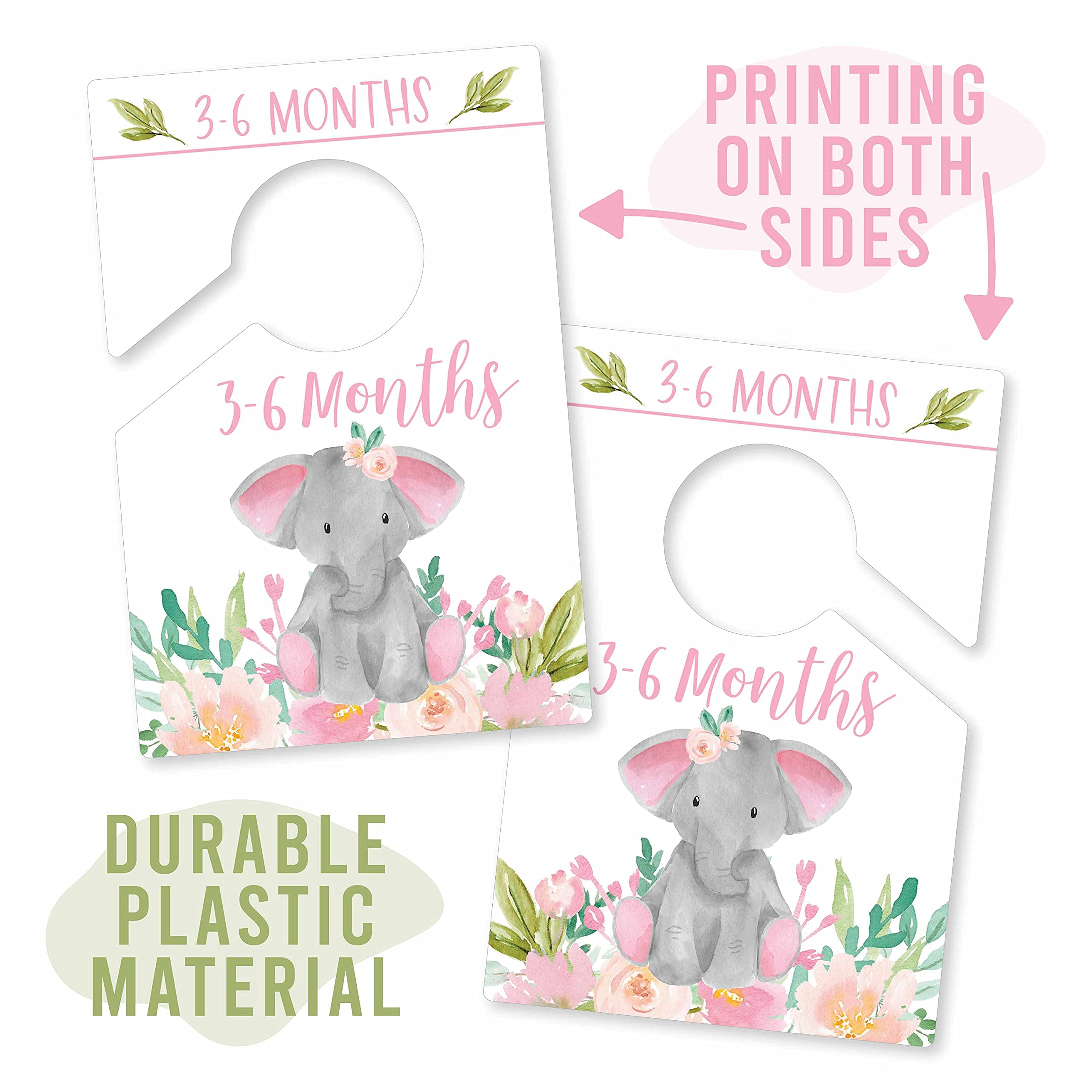 6-Pack Baby Closet Size Dividers with Cute Elephant Design - Monthly Nursery Organizer for Newborn Girls | Perfect for Baby Clothes Organization & Nursery Storage Solutions