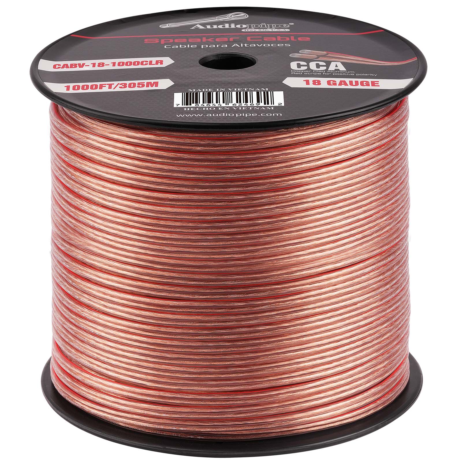 1000FT 18AWG Speaker Wire - High Performance Oxygen-Free Copper Audio Cable (CABV 18 1000CLR) for Home Theater, Studio, and Professional Sound Systems