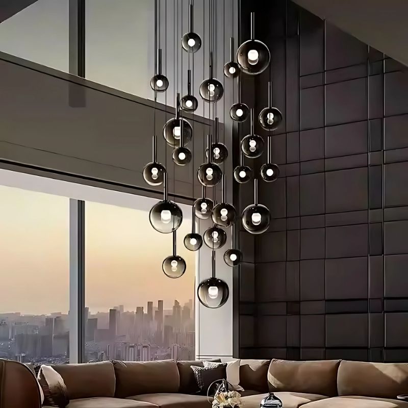 Cleo Bubble Staircase Chandelier - Modern Crystal Pendant Light Fixture for Dining Room, Living Room & Entryway | Elegant Home Decor Lighting