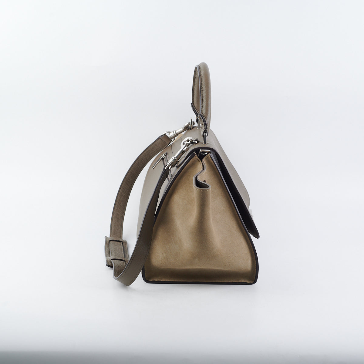 Celine Small Trapeze Handbag in Taupe Leather - Luxury Crossbody Bag for Women, Perfect for Work, Travel & Evening Events