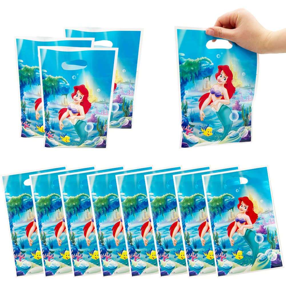 50 Packs Little Mermaid Party Favor Bags - Cute Disney Themed Gift Bags for Kids Birthday Party Supplies - Perfect for Under the Sea Birthday Decorations, Baby Shower Favors & Mermaid Themed Events