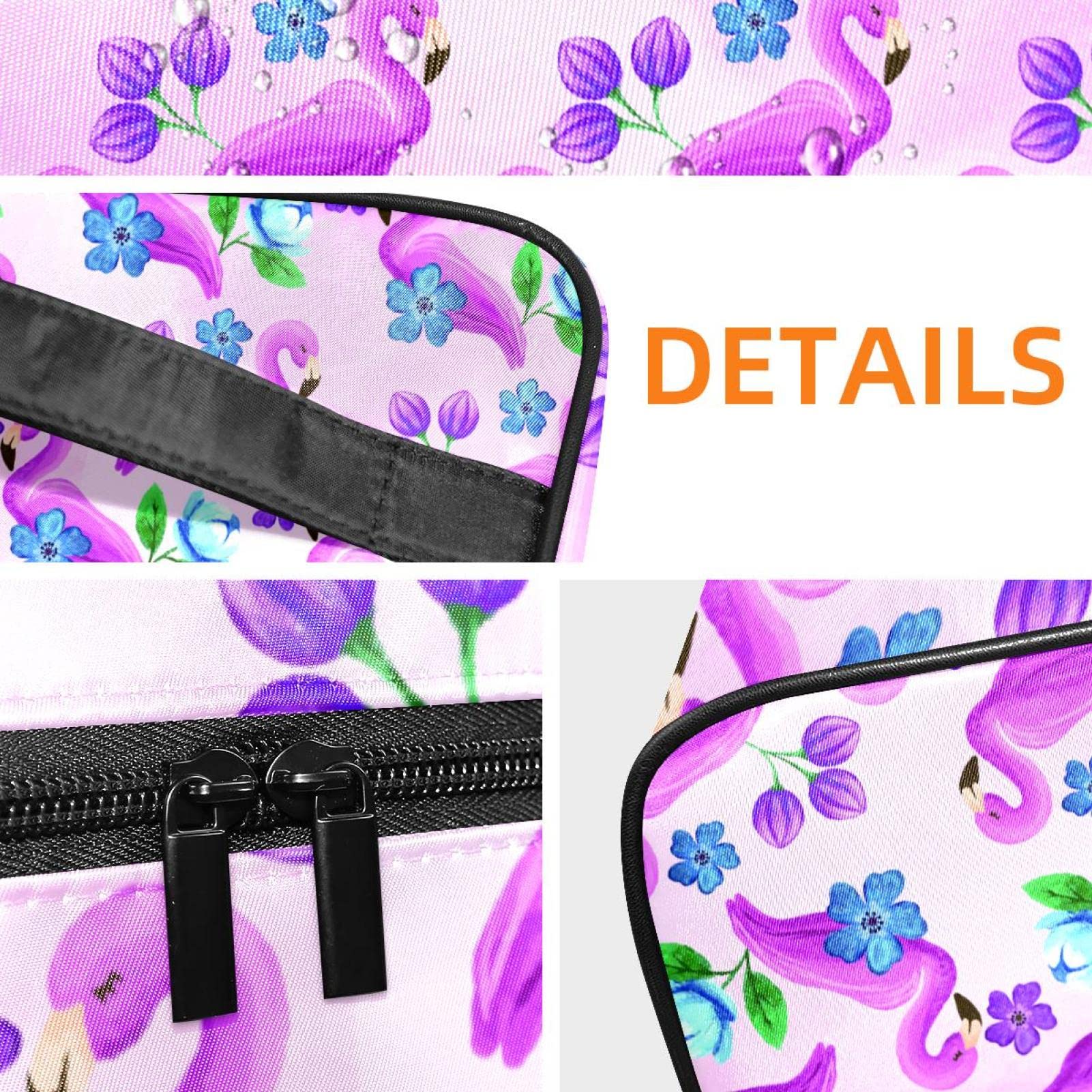 Portable Travel Makeup Organizer Bag for Women - Cosmetic Case with Flamingo Flower Design, Perfect for Toiletries & Beauty Essentials on the Go - Ideal for Vacation, Gym, and Daily Use