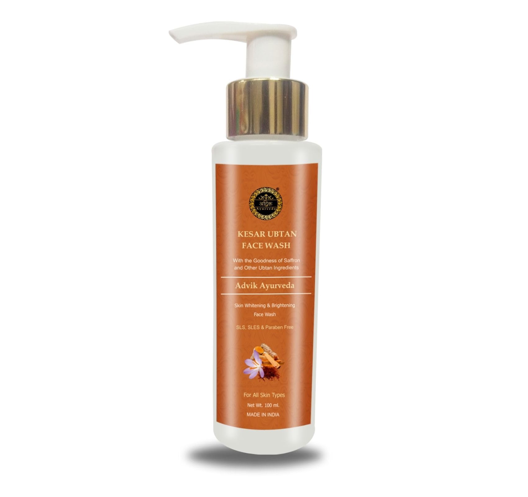 Advik Ayurveda Kesar Ubtan Face Wash - Skin Brightening, Tan Removal & Exfoliation for All Skin Types | 100ml | Perfect for Daily Glow Routine & Summer Skin Care
