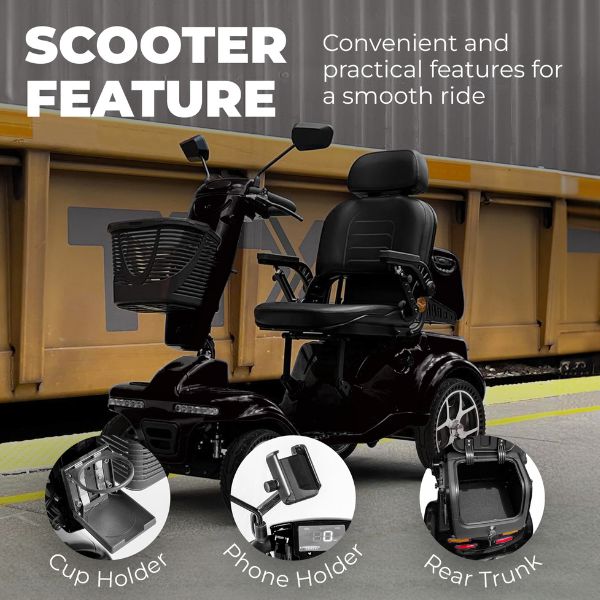 Gladiator 4 Wheel Bariatric Mobility Scooter - Heavy Duty Electric Wheelchair for Adults with 500 lbs Capacity - Ideal for Indoor & Outdoor Use, Travel, Shopping, and Daily Mobility Assistance