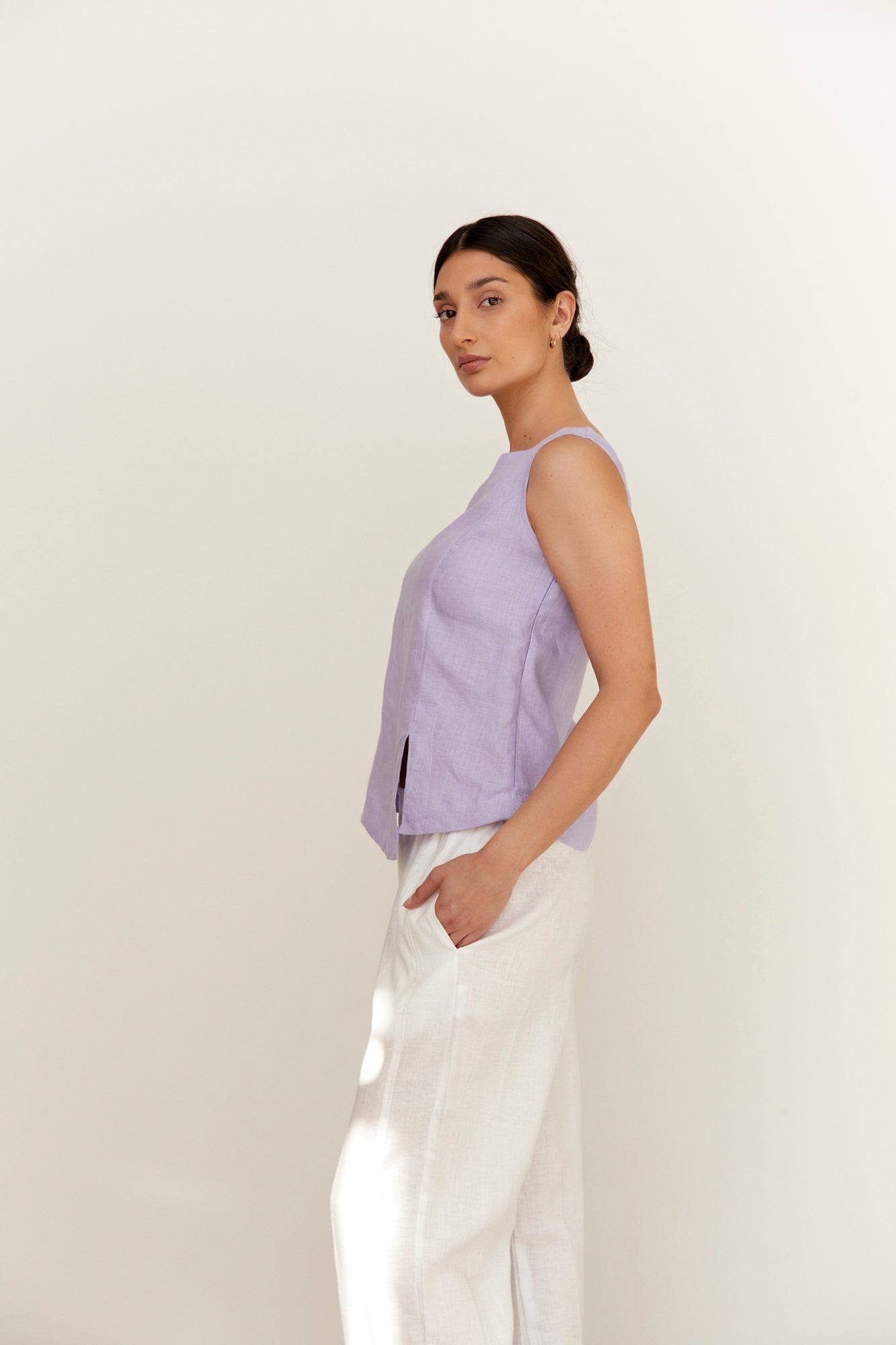 Shell Linen Top for Women - Soft & Breathable Lilac Blouse for Summer | Casual Wear, Beach Outfits & Boho Style