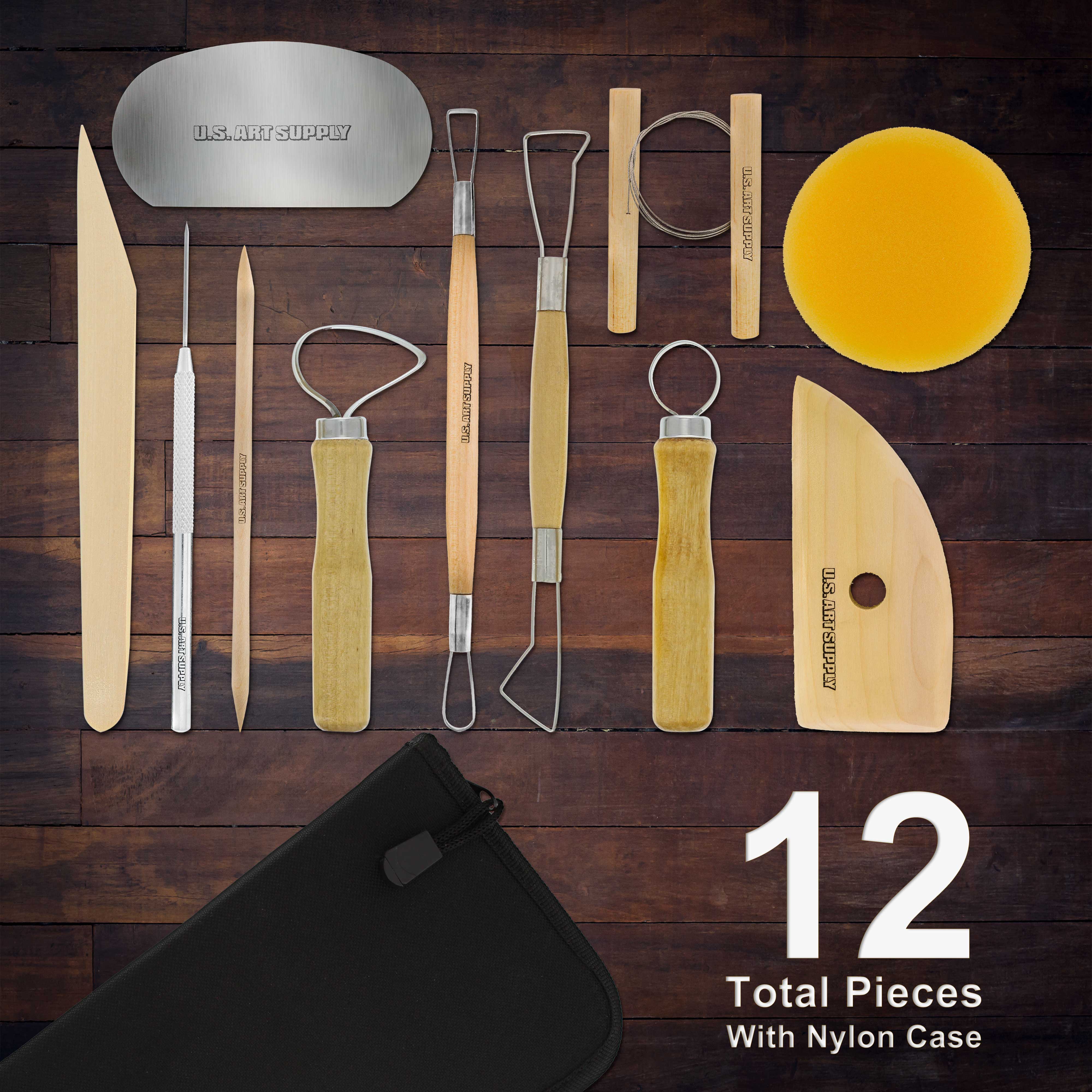 12-Piece Pottery & Clay Tools Set with Canvas Case - Essential Sculpting & Ceramic Tools for Artists, Hobbyists - Perfect for Storage & Transport - Ideal for Pottery Classes, DIY Projects, and Home Studios