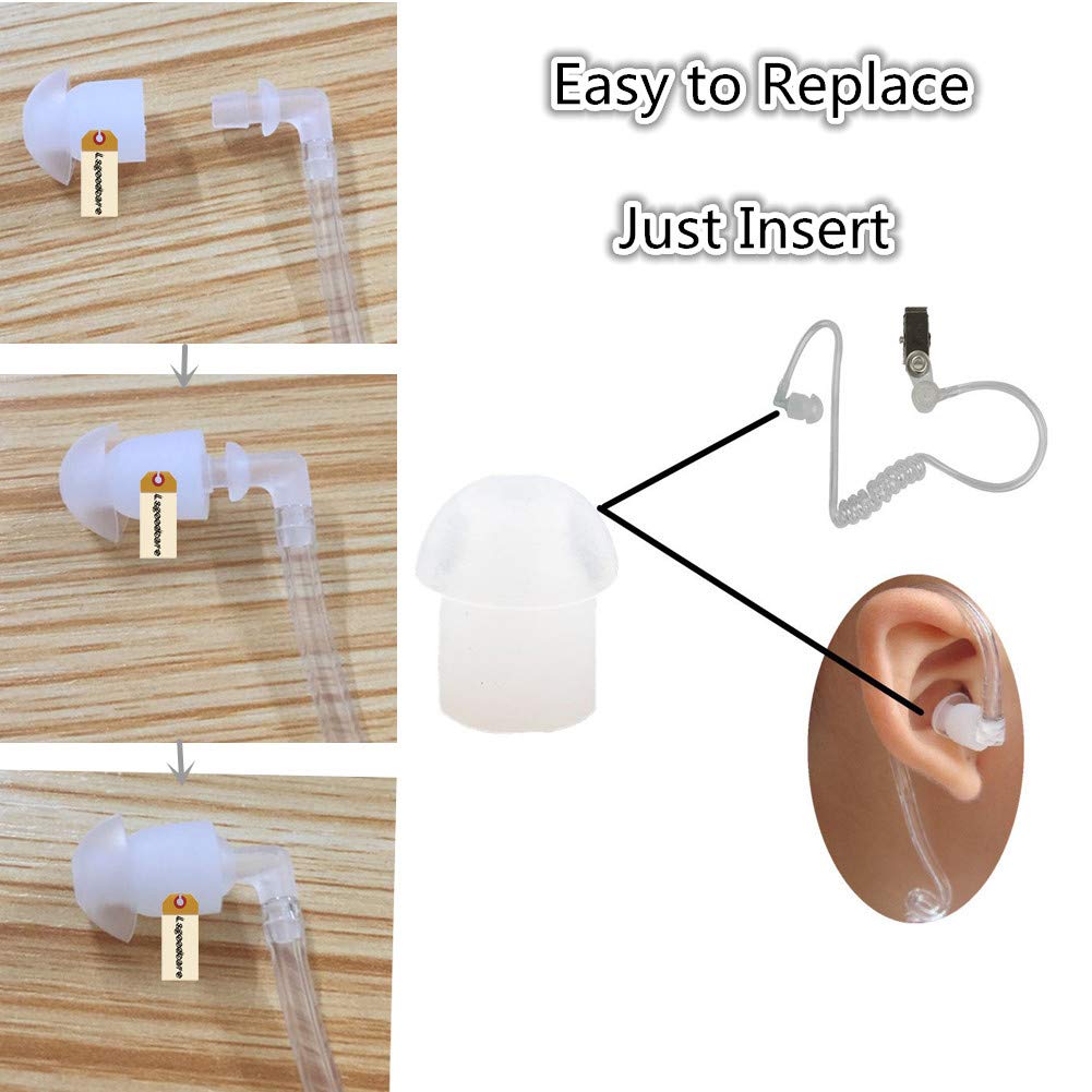 Lsgoodcare 20Pack White Silicone Rubber Replacement Mushroom Earbud Tips - Compatible with Motorola, Kenwood, Icom, Yaesu, Baofeng, HYT, Midland & Cobra Radios - Perfect for Surveillance, Security, Communication & Two-Way Radio Headsets