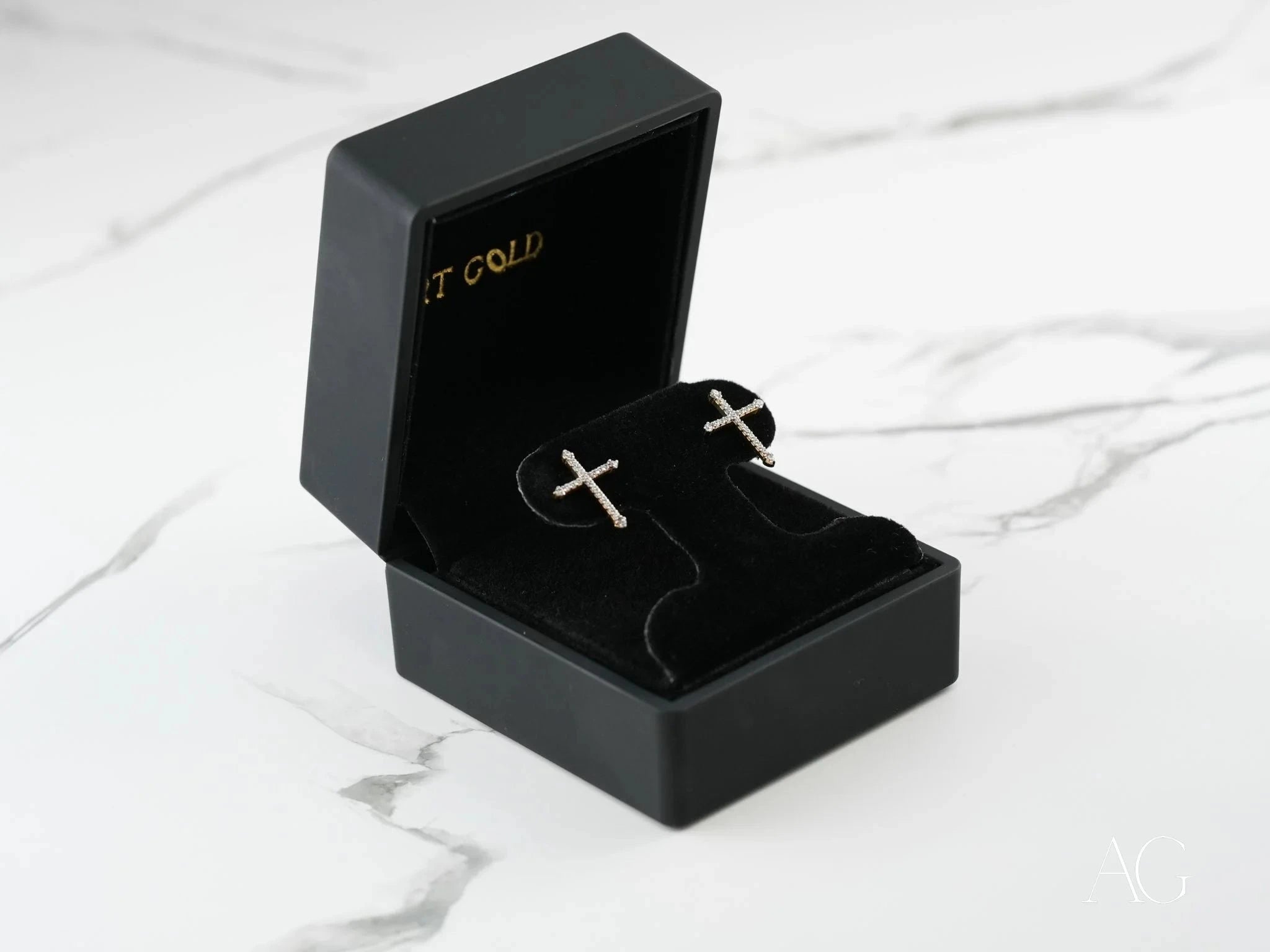 18K Gold Cross CZ Stud Earrings for Women - Sparkling Cubic Zirconia Religious Jewelry - Perfect for Church, Weddings & Everyday Wear