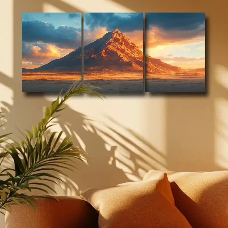 3-Piece Mountain Landscape Metal Wall Art Prints - Ready to Hang Nature Decor for Living Room, Bedroom & Office (12x16 Inches) - Perfect for Home, Cabin & Mountain Retreat Decor