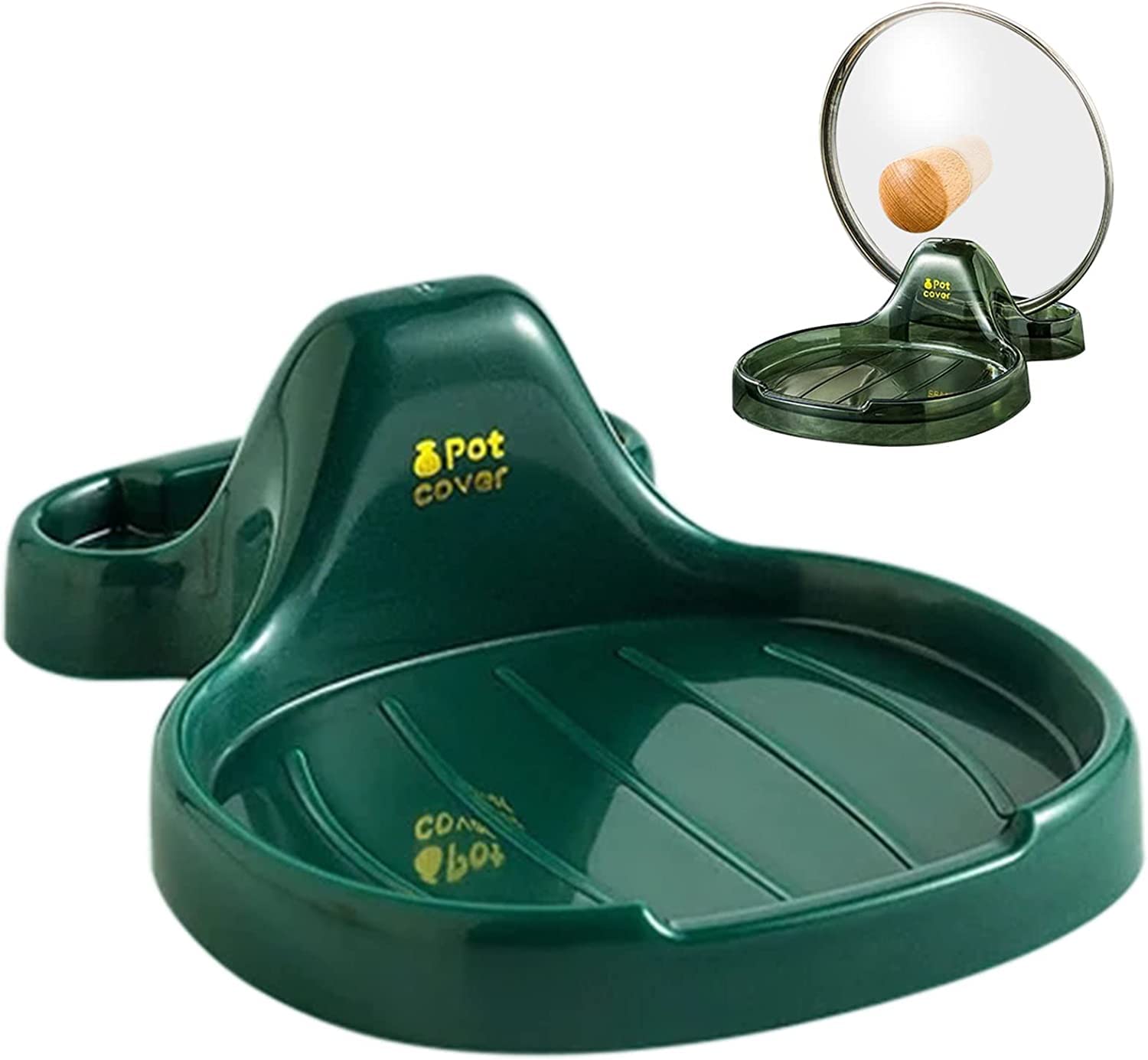 **Multi-Functional Kitchen Spatula Rack with Spoon Rest & Lid Holder – Heat-Resistant, Eco-Friendly, Food-Grade Plastic Utensil Organizer for Spoons, Ladles & Pot Lids (Dark Green) – Perfect for Countertop, Stovetop & Kitchen Organization**
