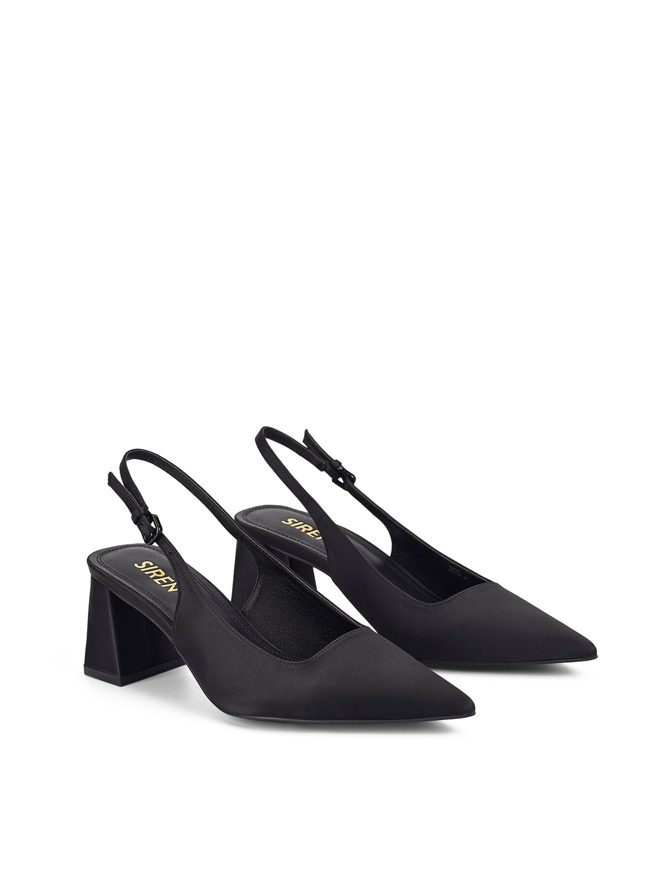 Yarra Pointed Toe Slingback Heels - Black Satin Pumps for Women | Elegant Dress Shoes for Weddings, Parties & Office Wear