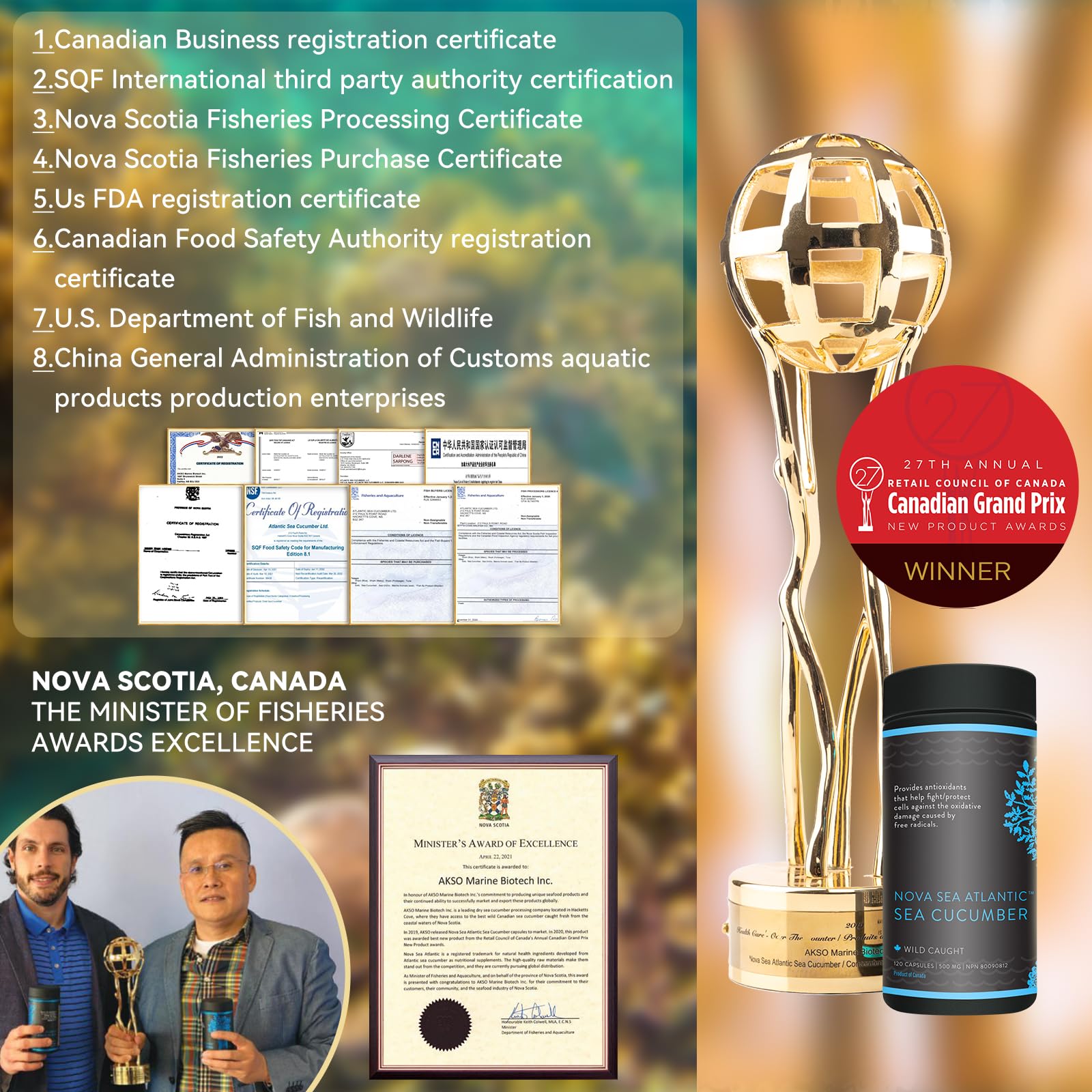 Premium Wild Sea Cucumber Supplement Capsules - Rich in Fucosylated Chondroitin Sulfate, Collagen & Antioxidants - Supports Energy, Immunity & Joint Health - Natural Source of Glycosides, Vitamins & Minerals - Ideal for Athletes, Busy Professionals & Health-Conscious Individuals
