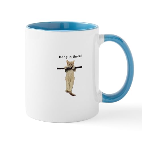 White/Blue Inside - Hang In There Baby Cute Kitty Cat Kitten On Branch