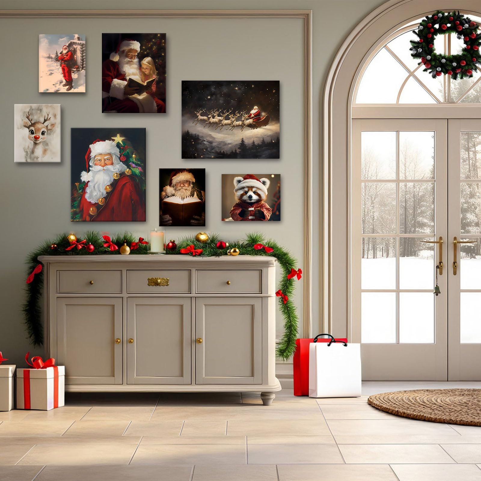 Lost Deer Winter Wall Art Prints - Cozy Christmas Canvas Decor with Snow Forest & Frost Pictures - Framed Xmas Tree Deer Photo for Gallery Wall & Home Decor | Perfect for Living Room, Bedroom & Holiday Gift