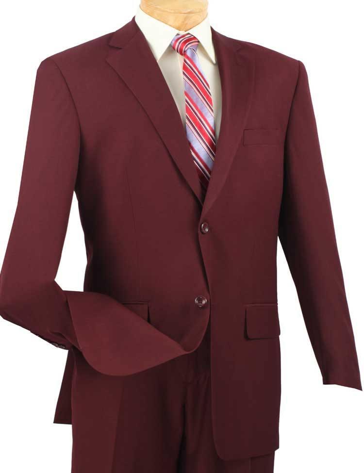 Classic Fit Sharkskin 2-Piece Suit in Burgundy | Men's Formal Business Attire for Weddings, Interviews & Office Wear