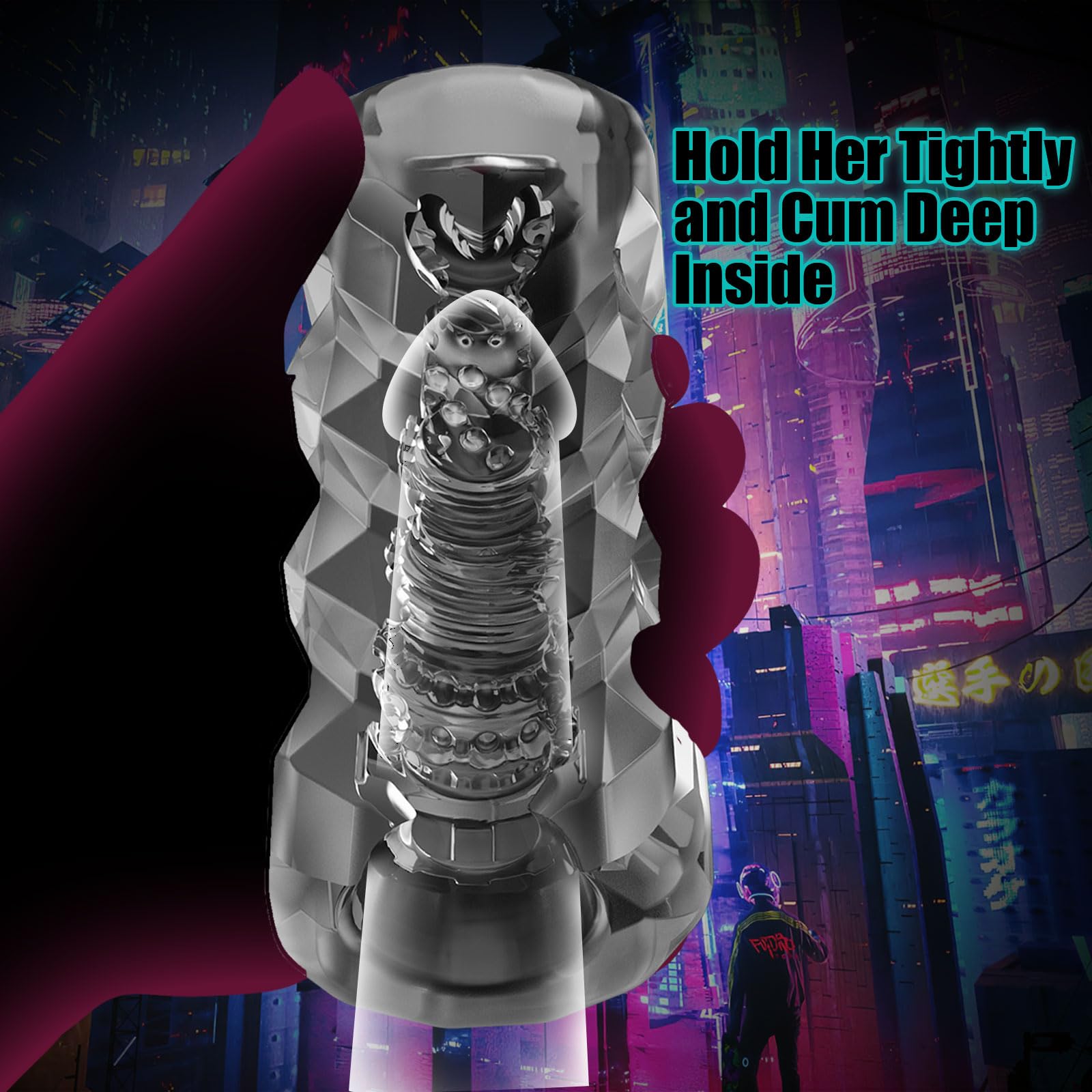 Premium Transparent Black TPE Male Masturbator - 3D Textured Pocket Pussy Stroker & Blowjob Simulator | Realistic Penis Training Sleeve with Storage Box | Discreet Adult Sex Toy for Solo Pleasure & Stress Relief