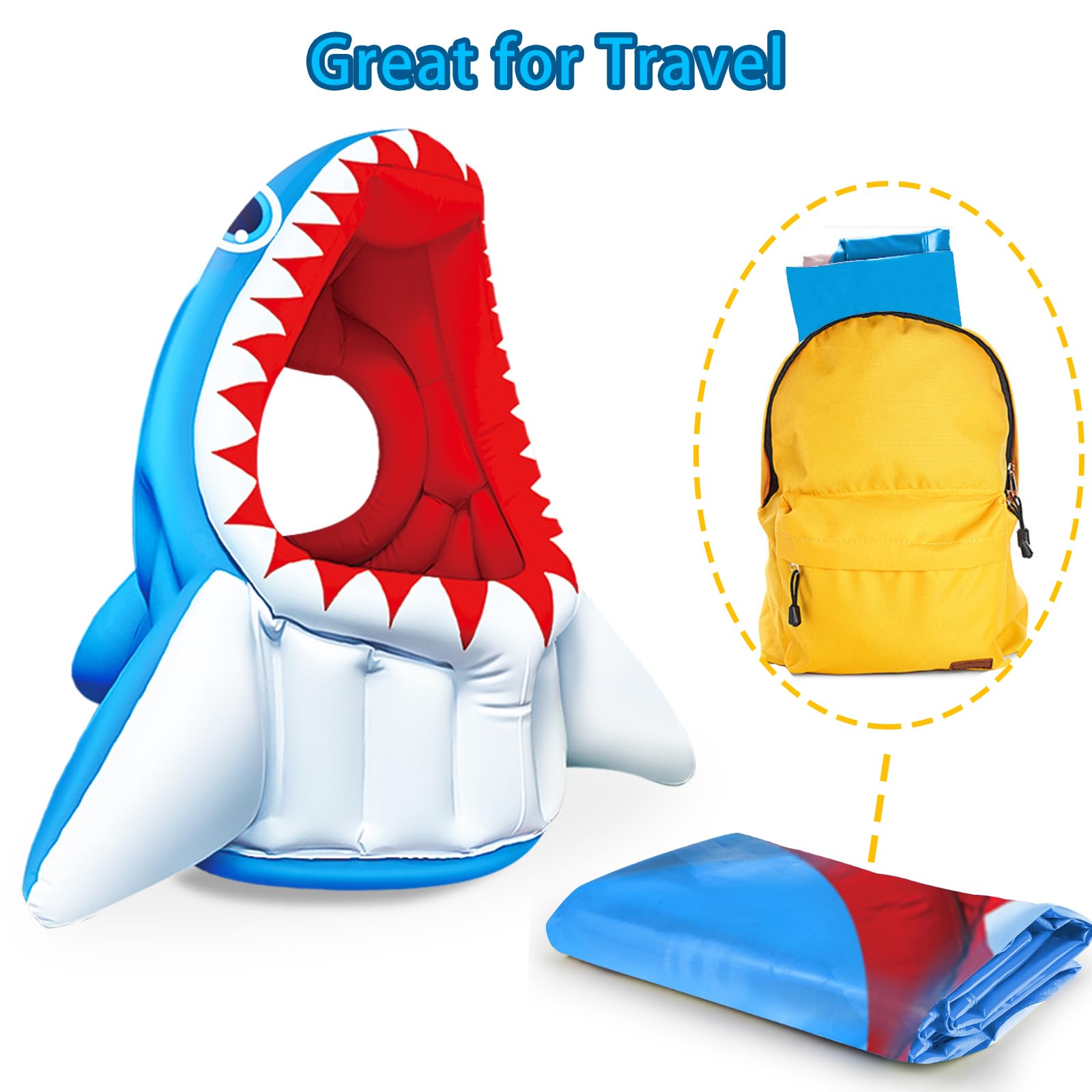 **Inflatable Pool Game Toys Set - 3-in-1 Shark Water Floats, Basketball Hoop, Football & Head Hoop Ball for Kids & Adults | Perfect for Summer, Beach, Pool Parties, Birthdays & Outdoor Family Fun**