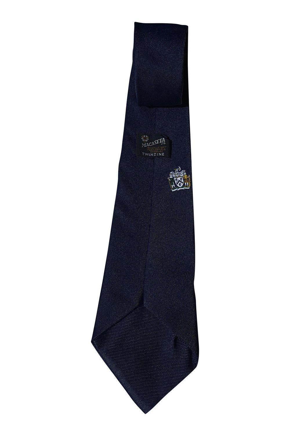 MACASETA Navy Blue Ribbed Neck Tie - 54 Inches - Premium Men's Formal Necktie for Business, Weddings & Special Occasions
