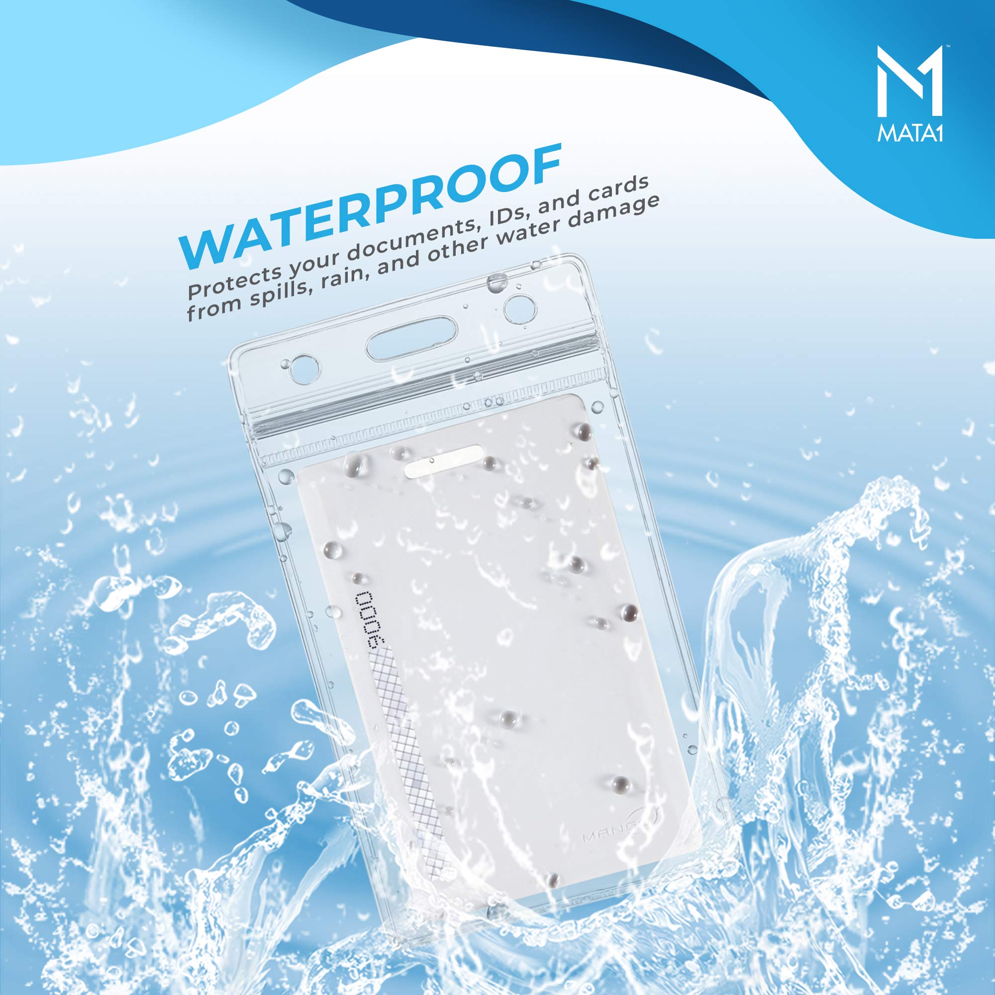 Mata1-USA 2.25x3.5 Inch Clear Vertical ID Badge Holders (1000 Pack) - Plastic Name Tag Card Holders with Zipper for Events, Conferences & Workplace Security