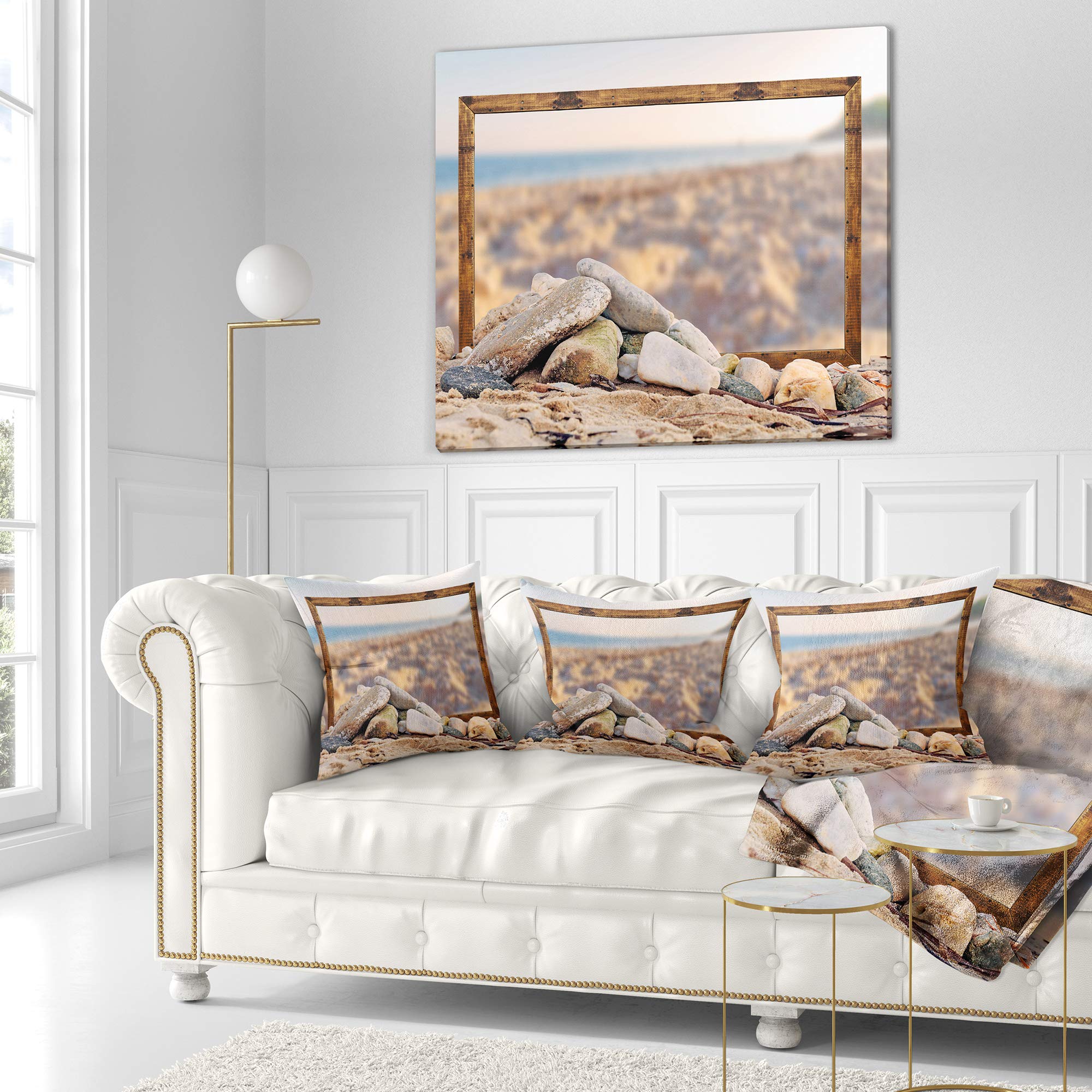 DesignQ CU9385 Decorative Throw Pillow Cushion - 18x18 Inches, Soft Brown - Perfect for Sofa, Bed, Couch & Home Decor