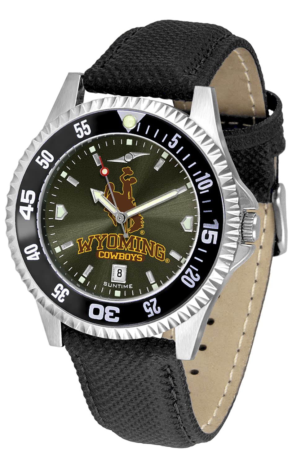 Sun Time Wyoming Cowboys Competitor AnoChrome Men's Watch with Color Bezel - Stylish Casual & Sports Watch for Men, Perfect for Everyday Wear, Outdoor Activities and Gifts