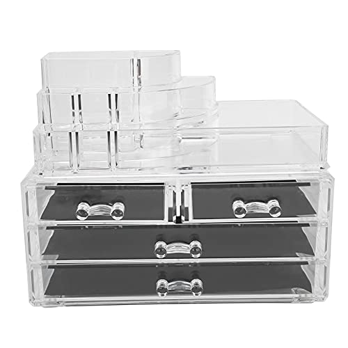 4-Drawer Jewelry & Makeup Organizer Box - Transparent Storage for Women & Girls | Home & Travel Use
