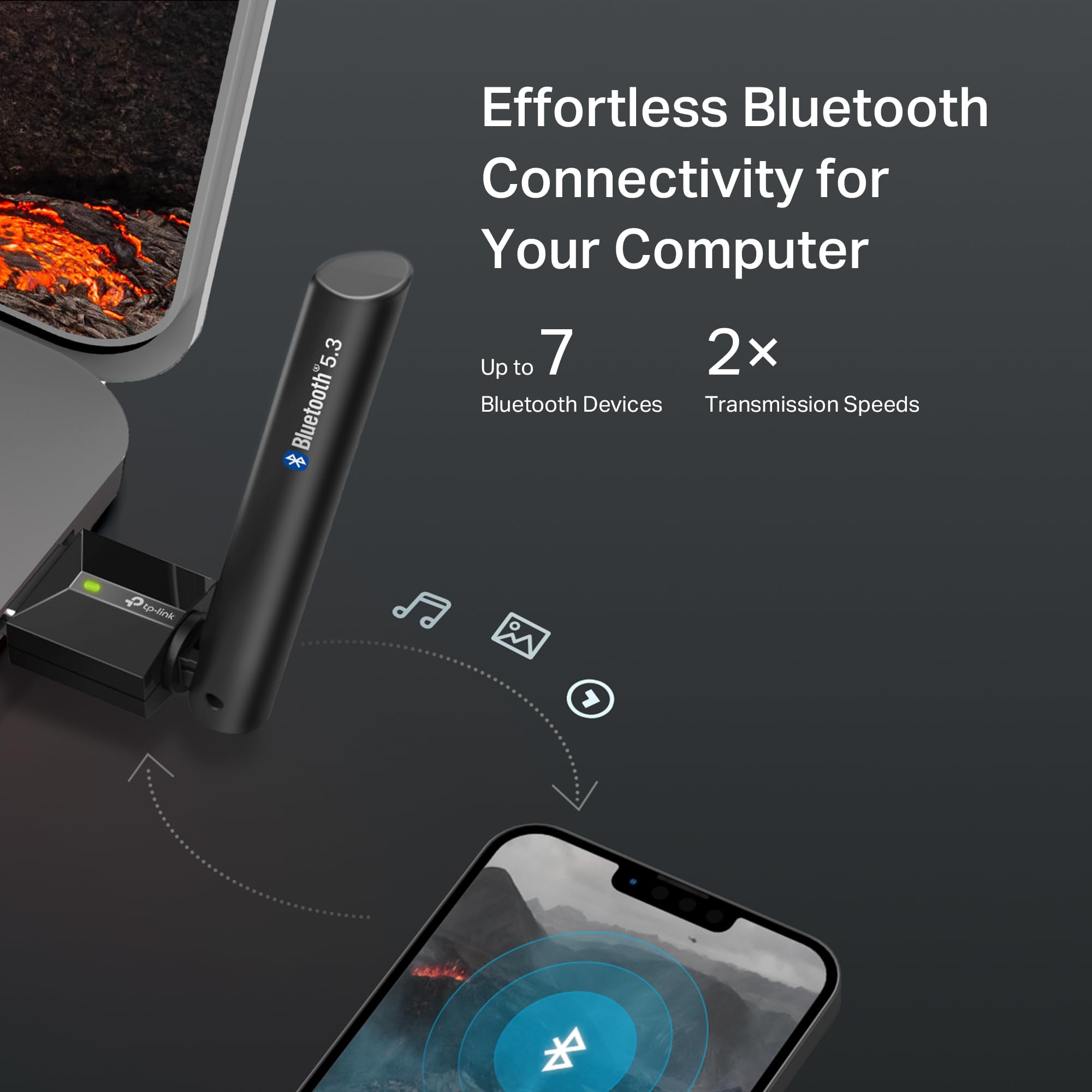 TP-Link UB500 Plus USB Bluetooth 5.3 Adapter for PC - Long Range Wireless Receiver with Adjustable Antenna, Plug and Play, Compatible with Windows 11/10/8.1/7, Desktop, Laptop, PS5/PS4/Xbox Controller - Perfect for Gaming, Video Streaming & Wireless Audio