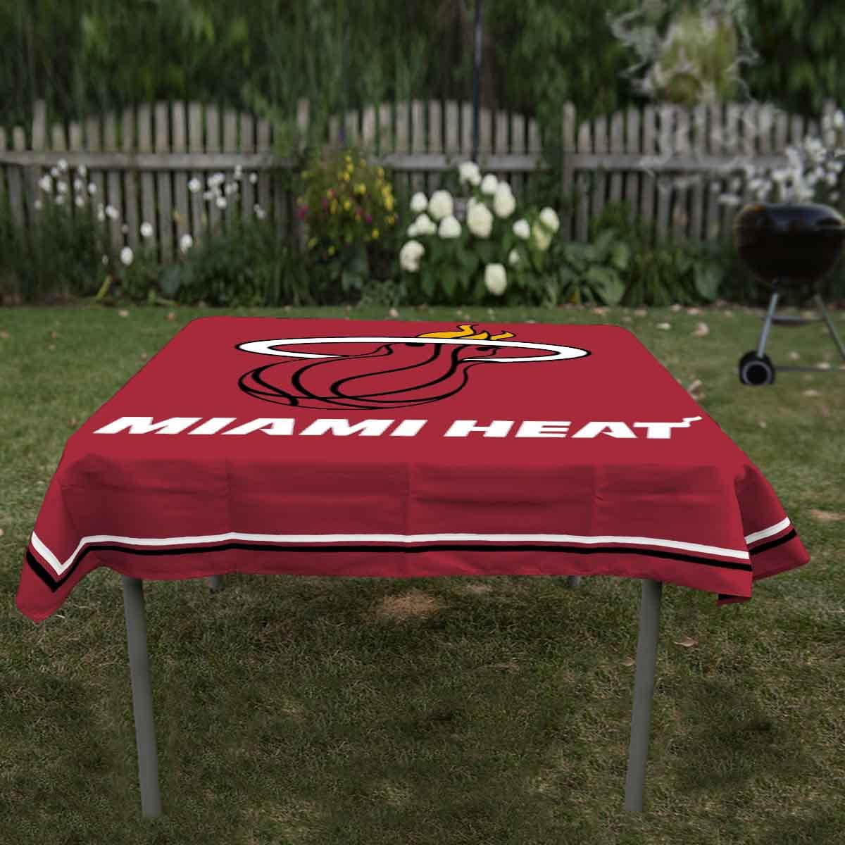 WinCraft Miami Heat Logo Tablecloth - Premium Square Table Cover Overlay for NBA Games, Parties & Home Decor