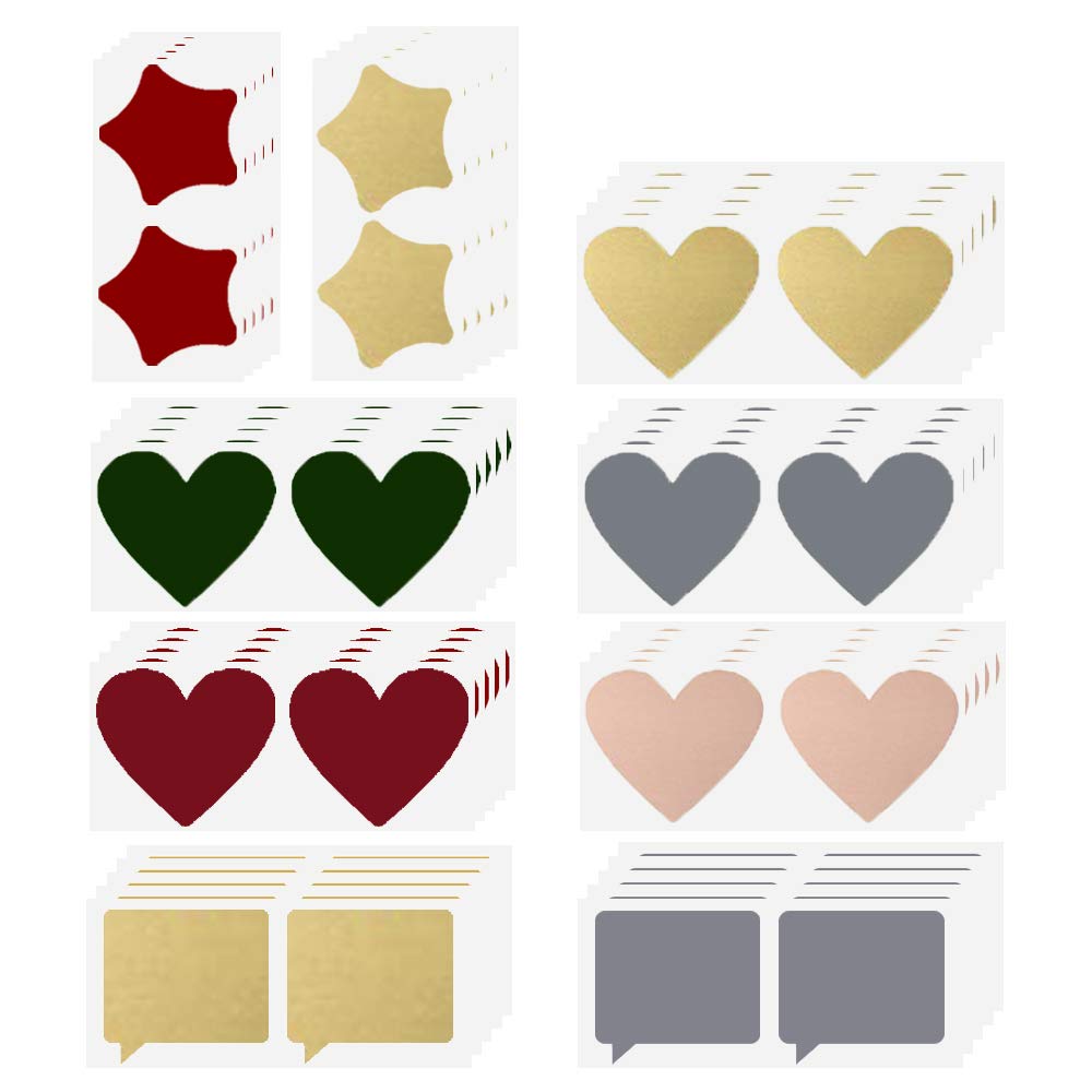 90 pcs Scratch Off Labels Stickers - 3 Inch Self-Adhesive DIY Stickers for Scrapbooking, Party Games, Gift Wrapping & Postcards | Heart, Star & Dialogue Shapes | Perfect for Birthday Parties, Classroom Rewards & Secret Message Games