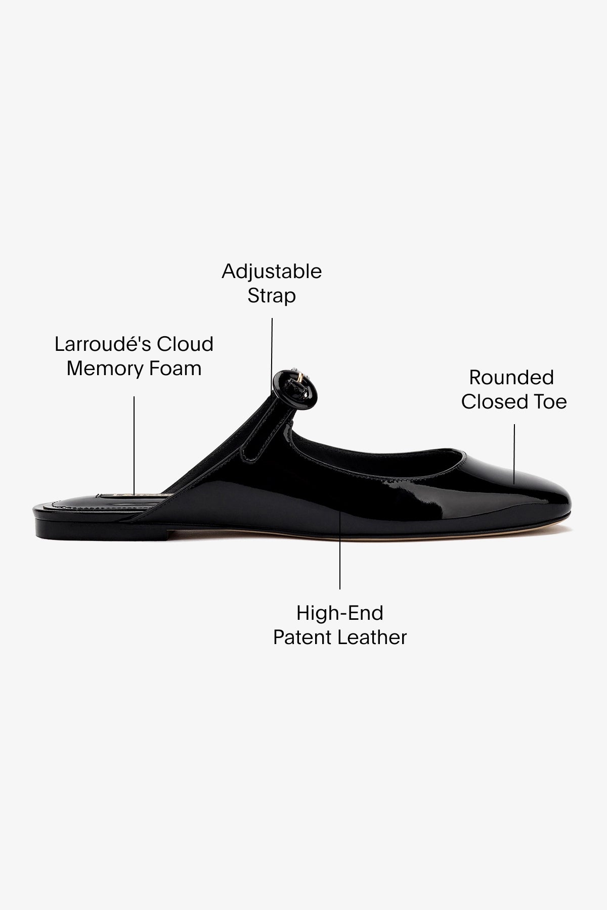 Blair Flat Mule Shoes - Black Patent Leather Slip-On Loafers for Women | Comfortable Casual & Office Wear