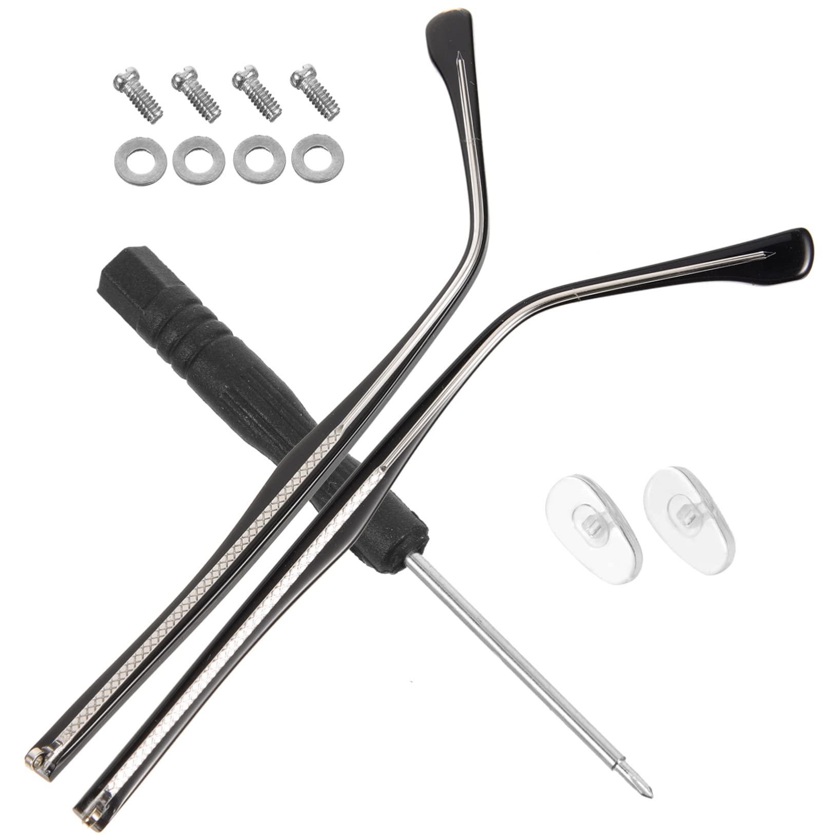 PartyKingdom 4 Pairs Clear Glasses Arm Legs Replacement - Black Sunglasses Frame Accessories for Eyewear Repair & DIY - Perfect for Reading Glasses, Safety Goggles & Costume Accessories