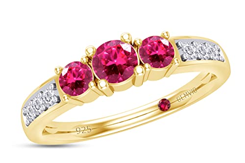 Lab Created Ruby Yellow Gold Over Silver