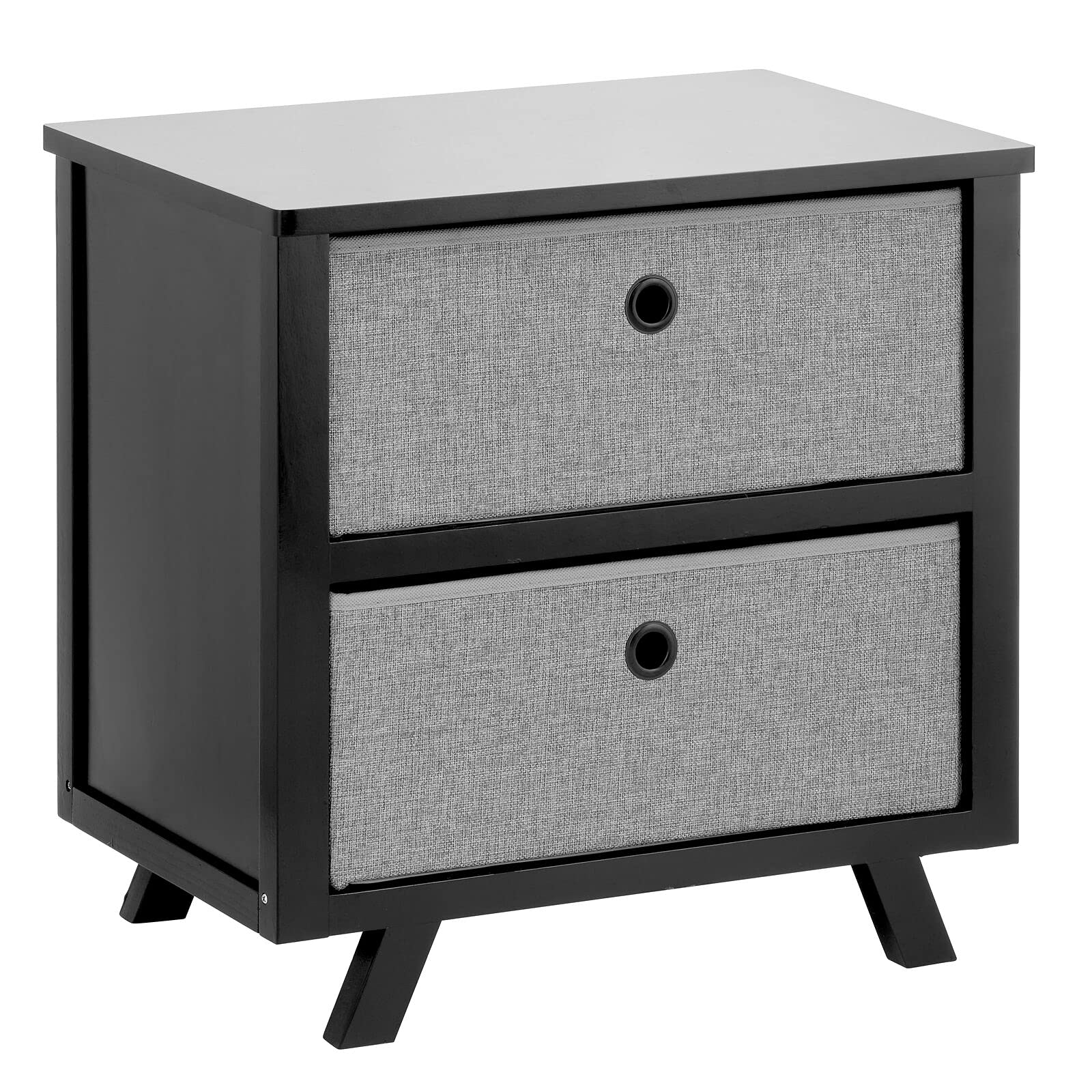 Mid-Century Modern Dresser with 2 Fabric Drawers - Storage Organizer for Bedroom, Hallway, Entryway & Office - Black/Charcoal - Easy Pull Handles - Perfect for Small Space Organization & Home Decor